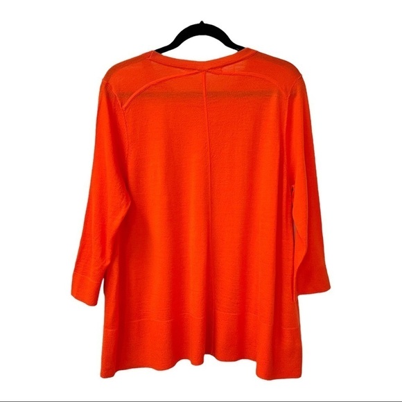 Nordstrom Collection Extra Fine Merino Wool Bright Orange Lightweight Sweater L - Picture 2 of 9
